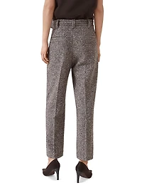Techno Virgin Wool and Silk Mélange Diagonal Straight Cropped Trousers with Monili
