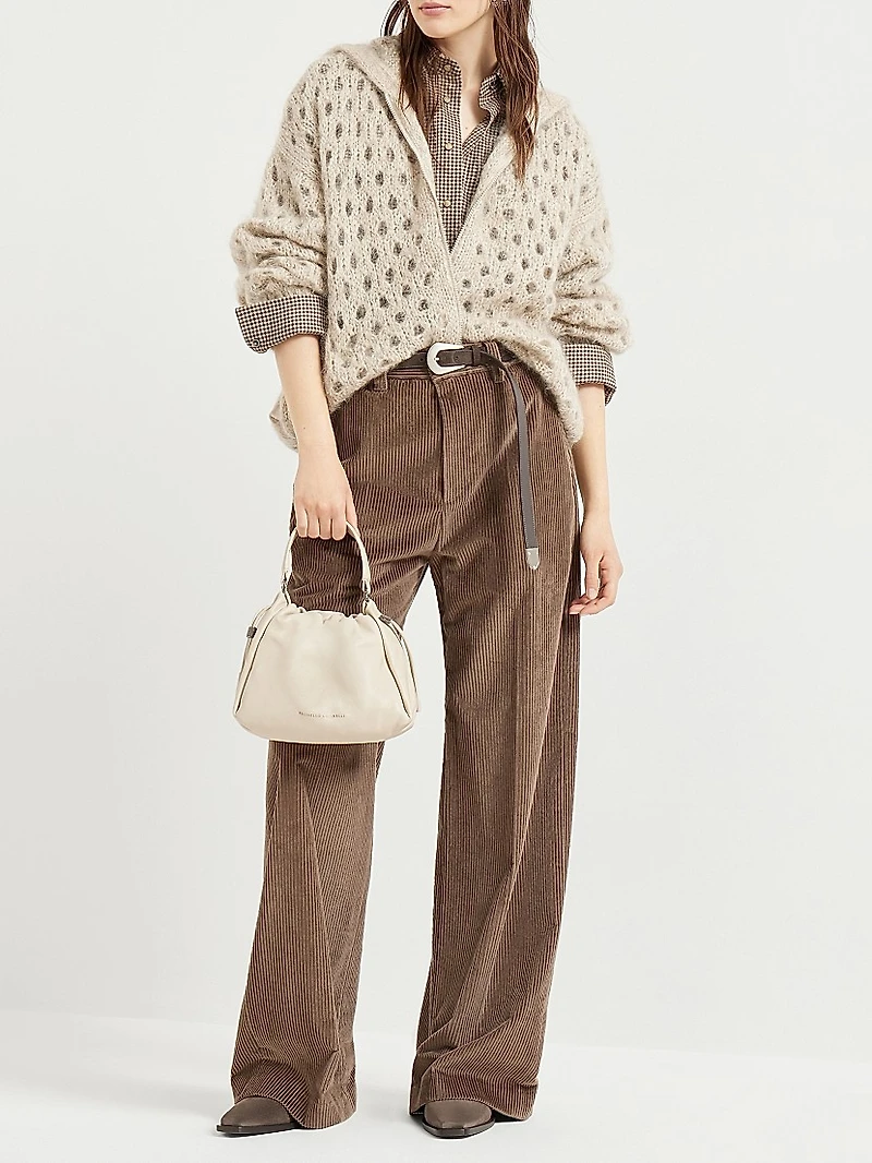 Wispy Mohair and Wool Dazzling Net Cardigan with Hood