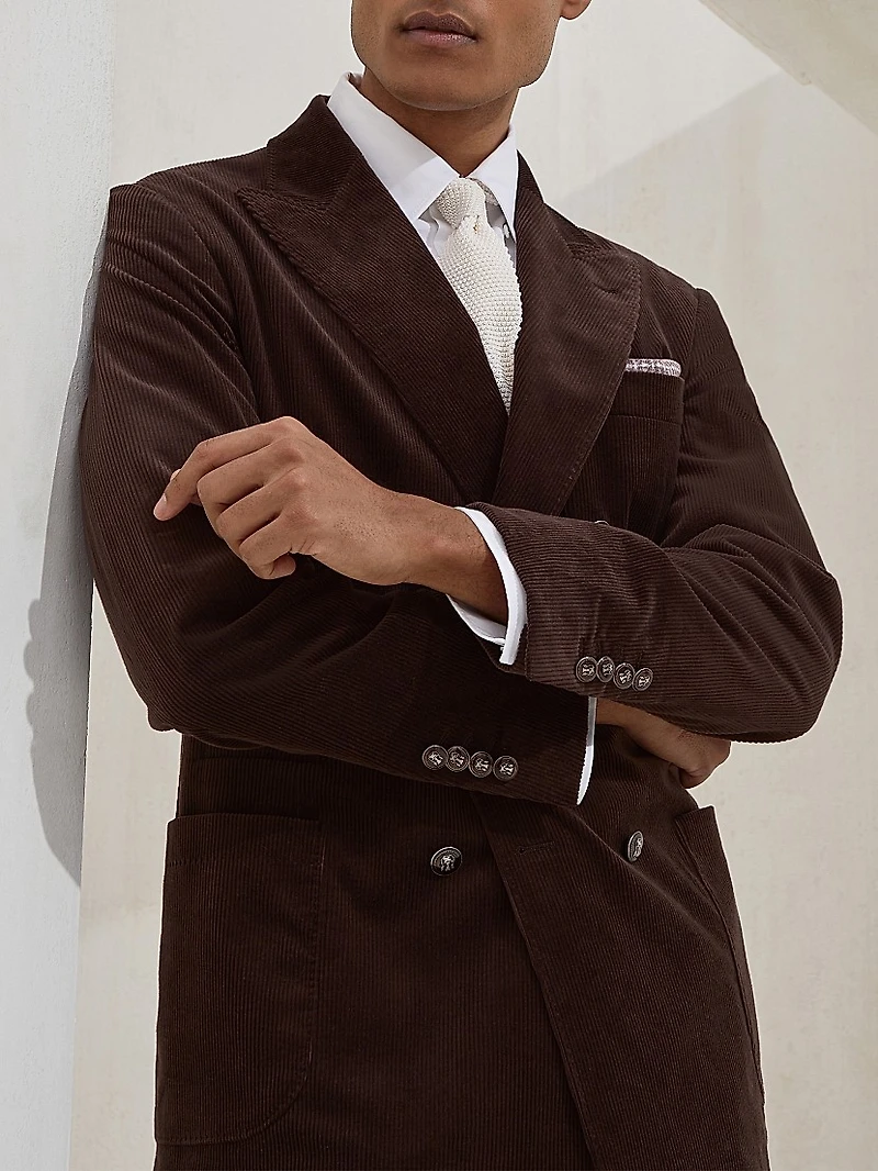 Corduroy One and a Half Breasted Deconstructed Blazer