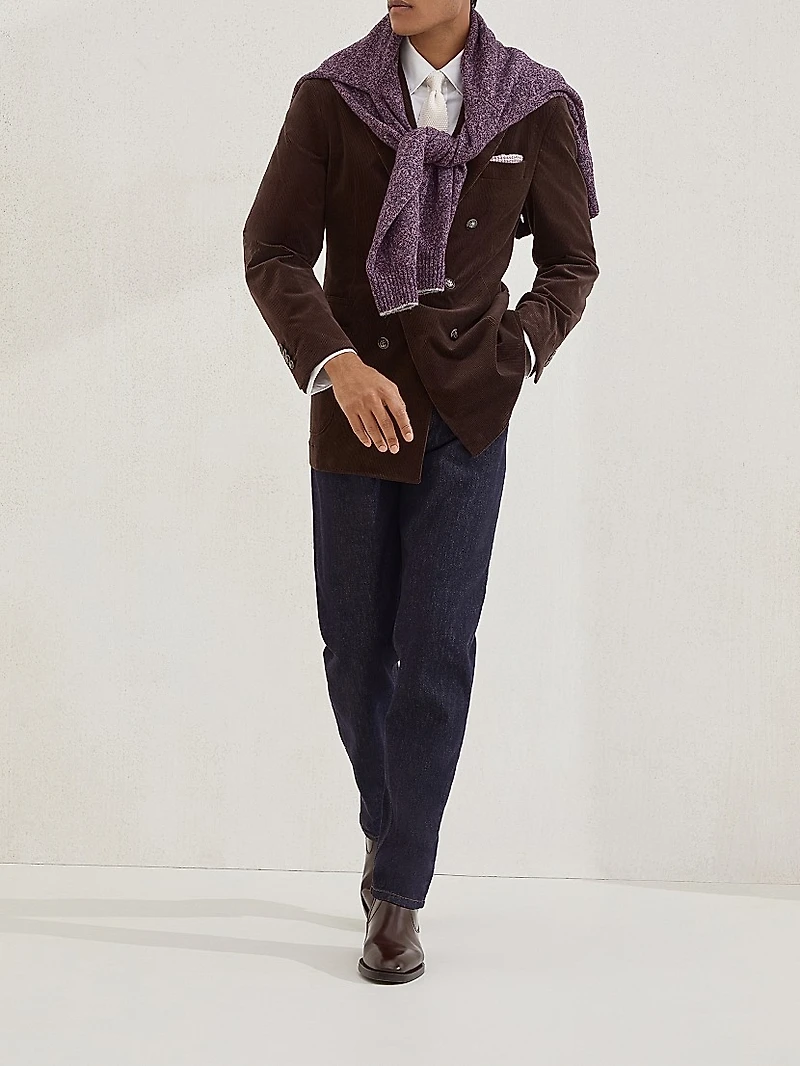 Corduroy One and a Half Breasted Deconstructed Blazer