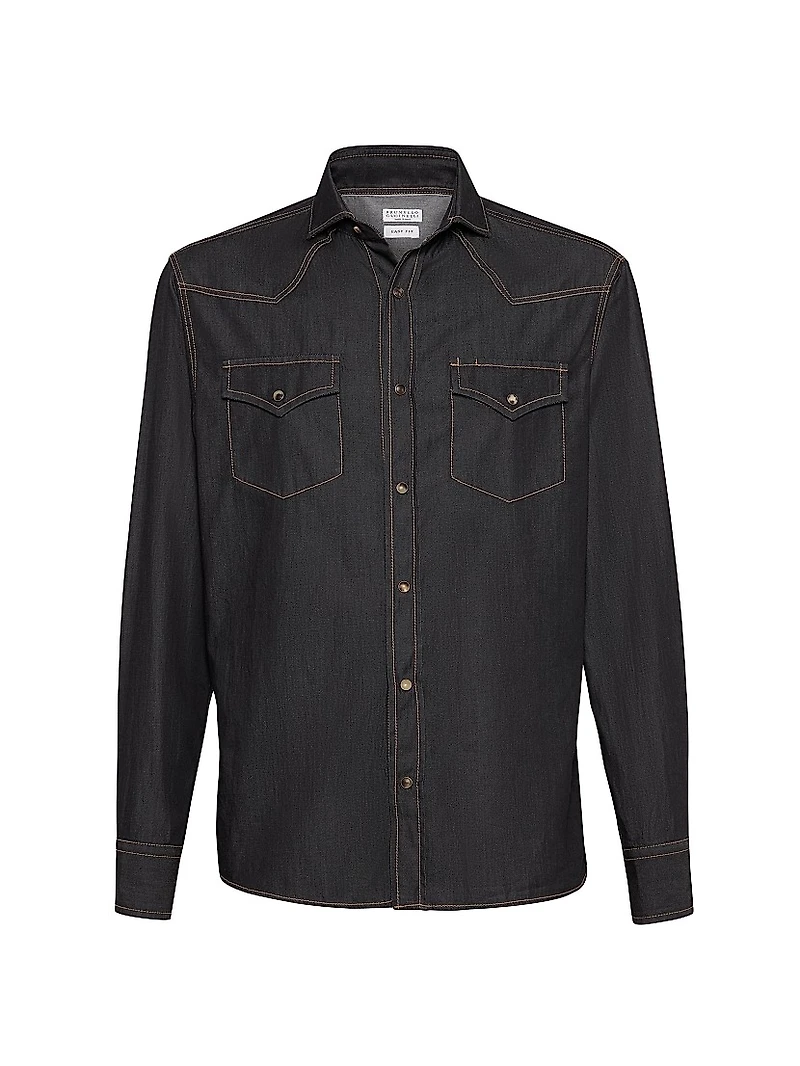 Lightweight Denim Easy Fit Western Shirt