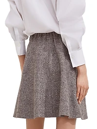 Virgin Wool Herringbone Tweed Mini Circle Skirt
