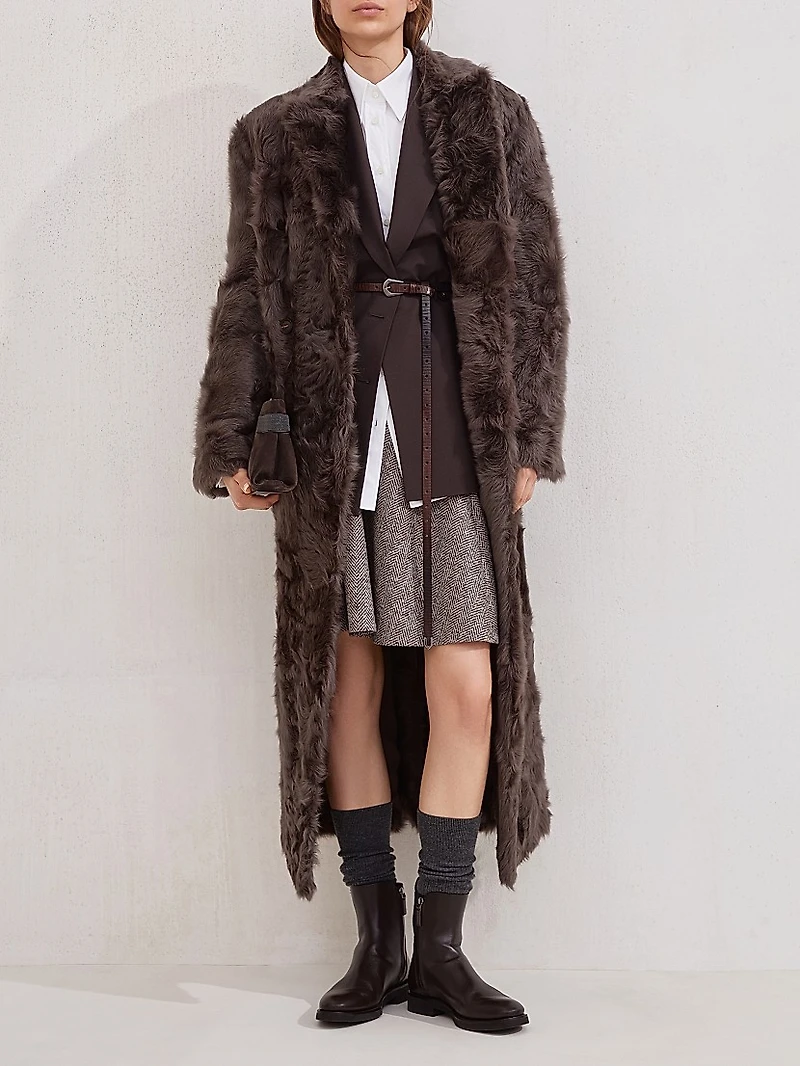 Virgin Wool Herringbone Tweed Mini Circle Skirt