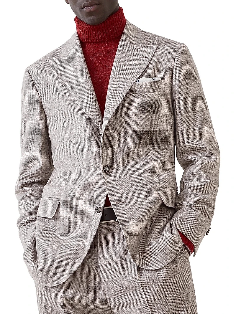 Flecked Prince of Wales Flannel Deconstructed Blazer