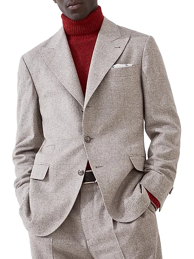 Flecked Prince of Wales Flannel Deconstructed Blazer