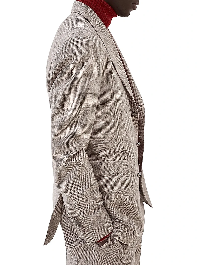 Flecked Prince of Wales Flannel Deconstructed Blazer