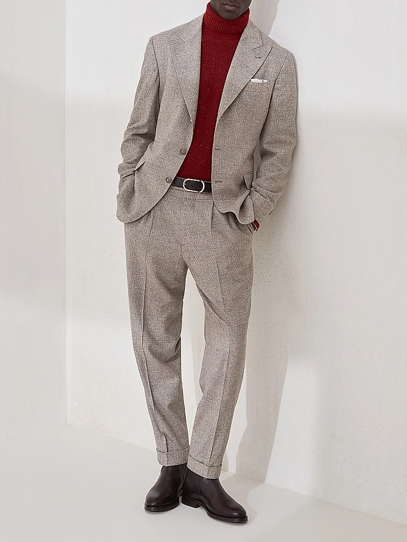 Flecked Prince of Wales Flannel Deconstructed Blazer