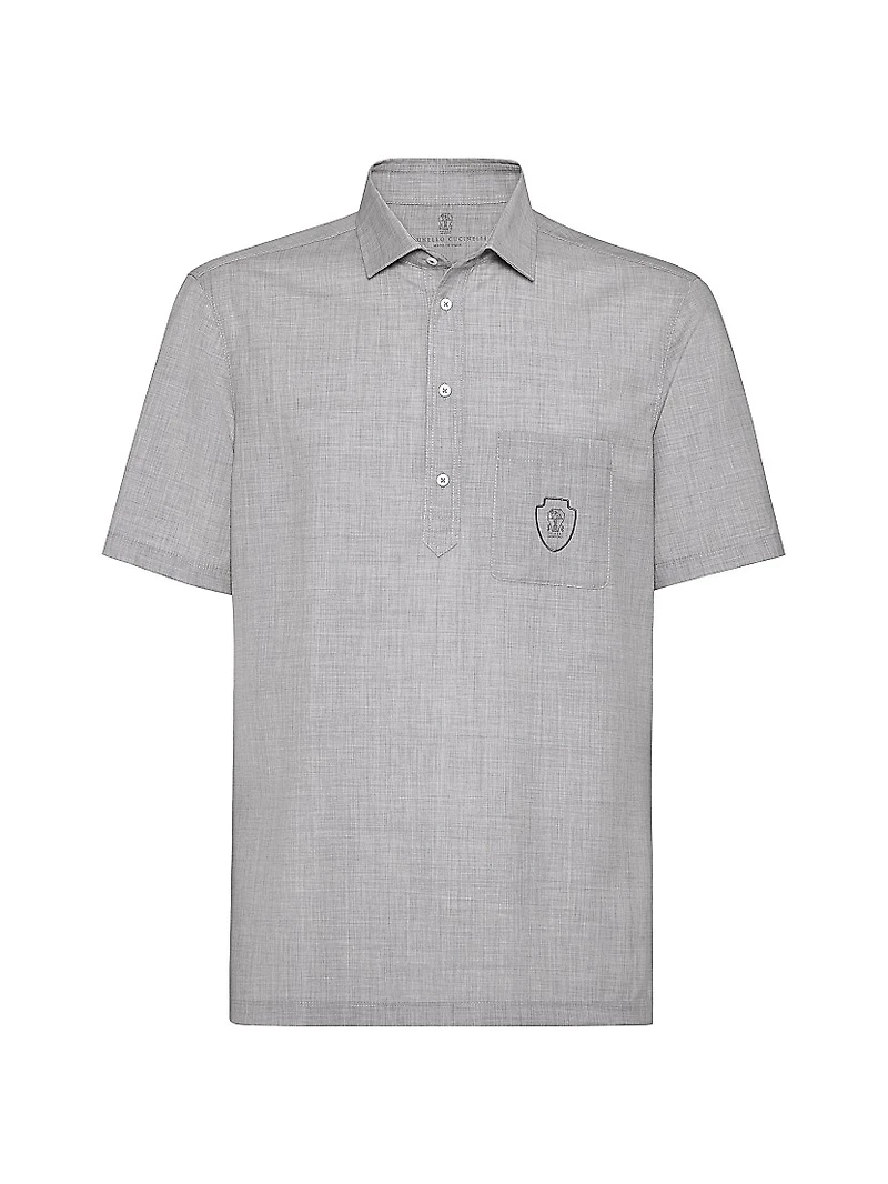Virgin Wool Poplin Polo Shirt