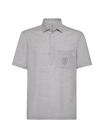 Virgin Wool Poplin Polo Shirt