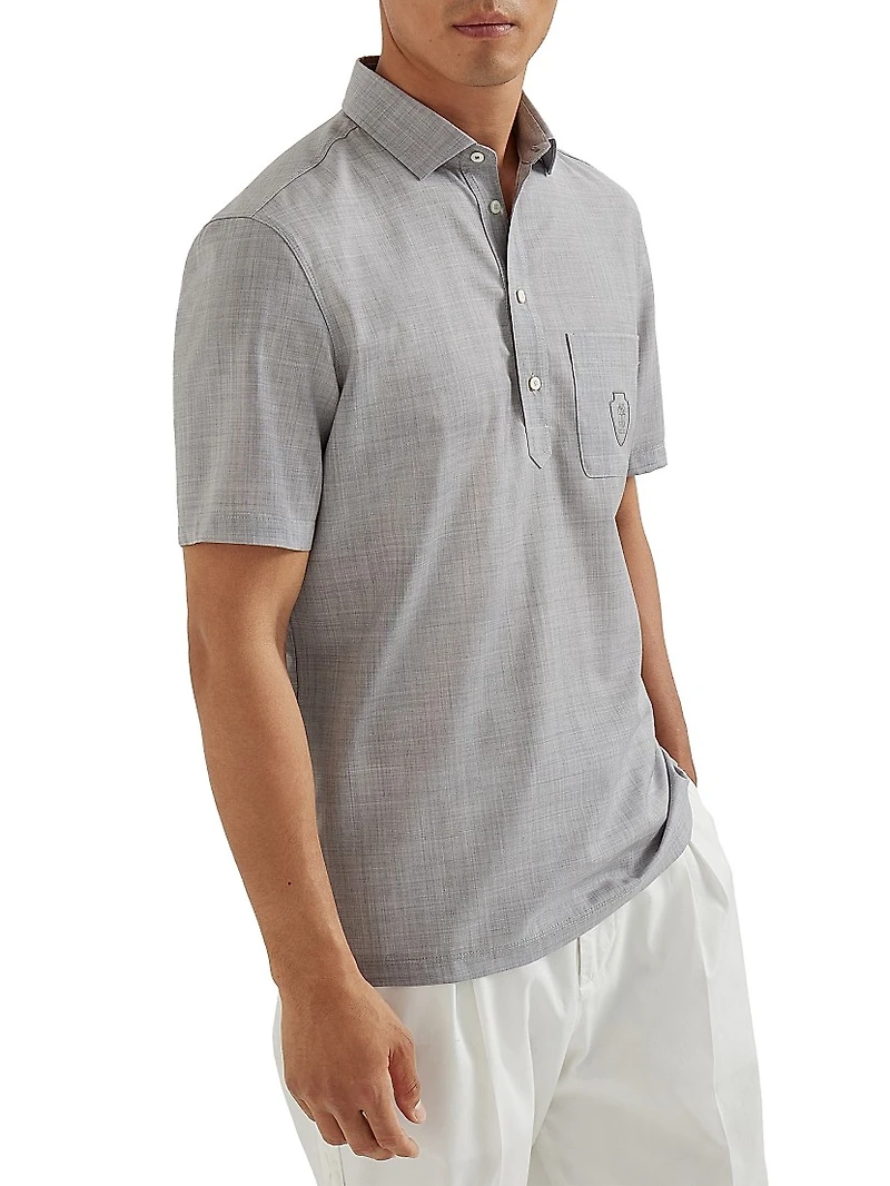 Virgin Wool Poplin Polo Shirt