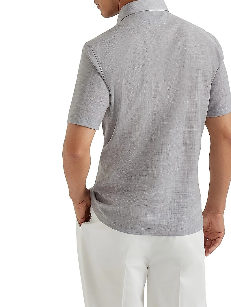 Virgin Wool Poplin Polo Shirt