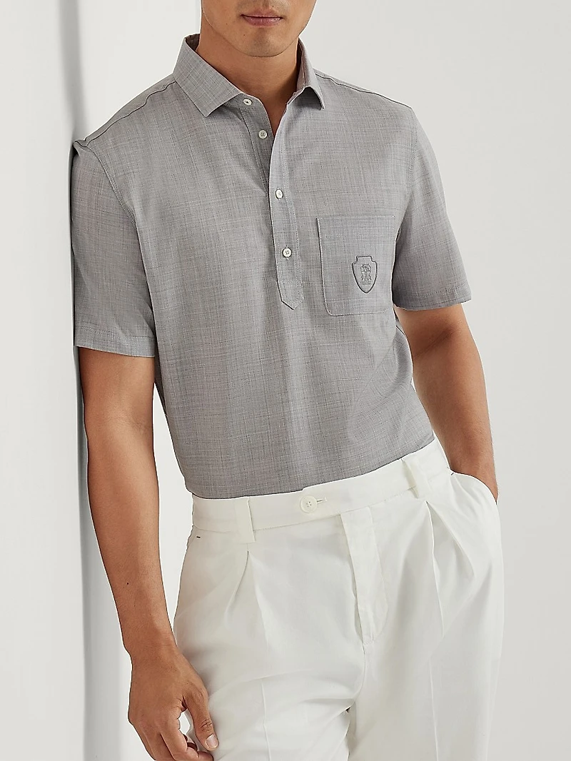 Virgin Wool Poplin Polo Shirt