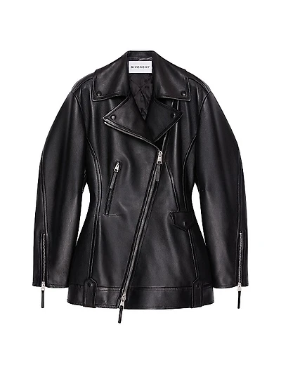 Cinched Biker Jacket in Leather