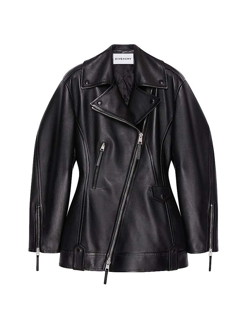 Cinched Biker Jacket in Leather