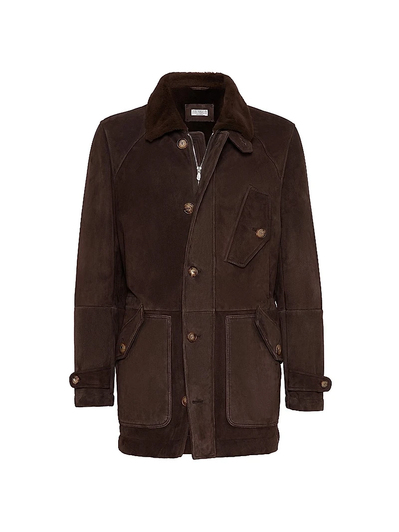 Tone on Suede Shearling Coat