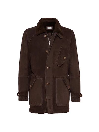 Tone on Suede Shearling Coat