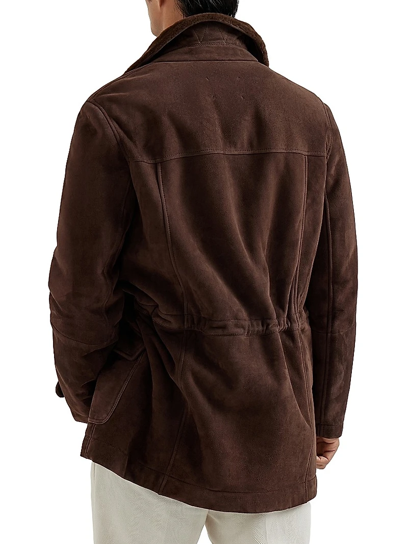 Tone on Suede Shearling Coat