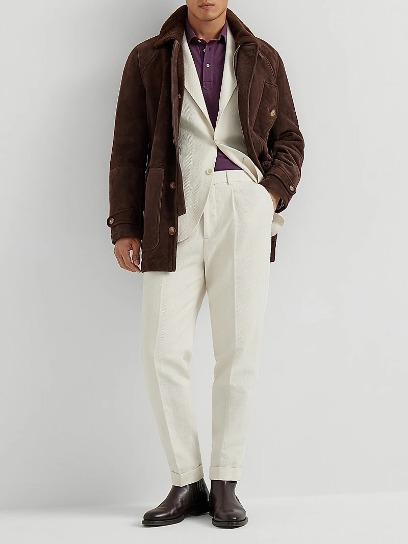 Tone on Suede Shearling Coat