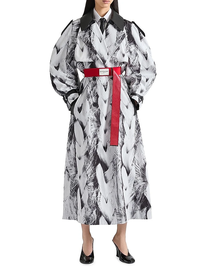 Trench-Coat in Taffetas with Hair Print