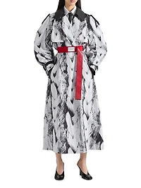 Trench-Coat in Taffetas with Hair Print