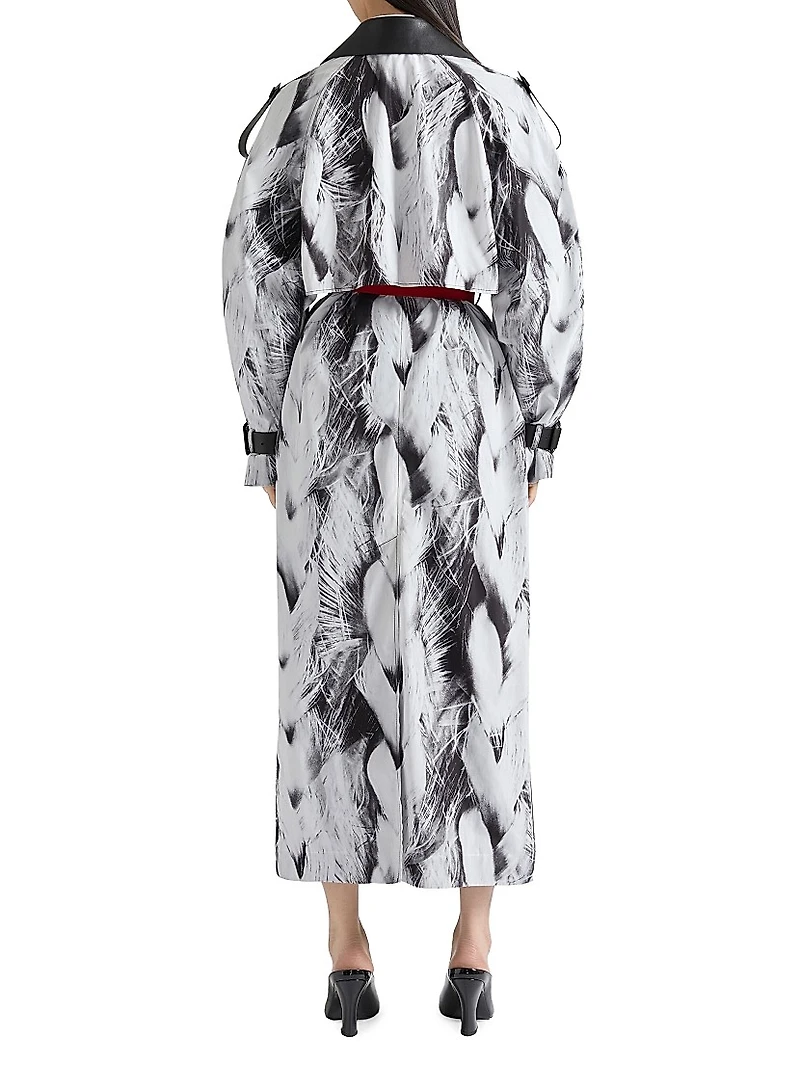 Trench-Coat in Taffetas with Hair Print
