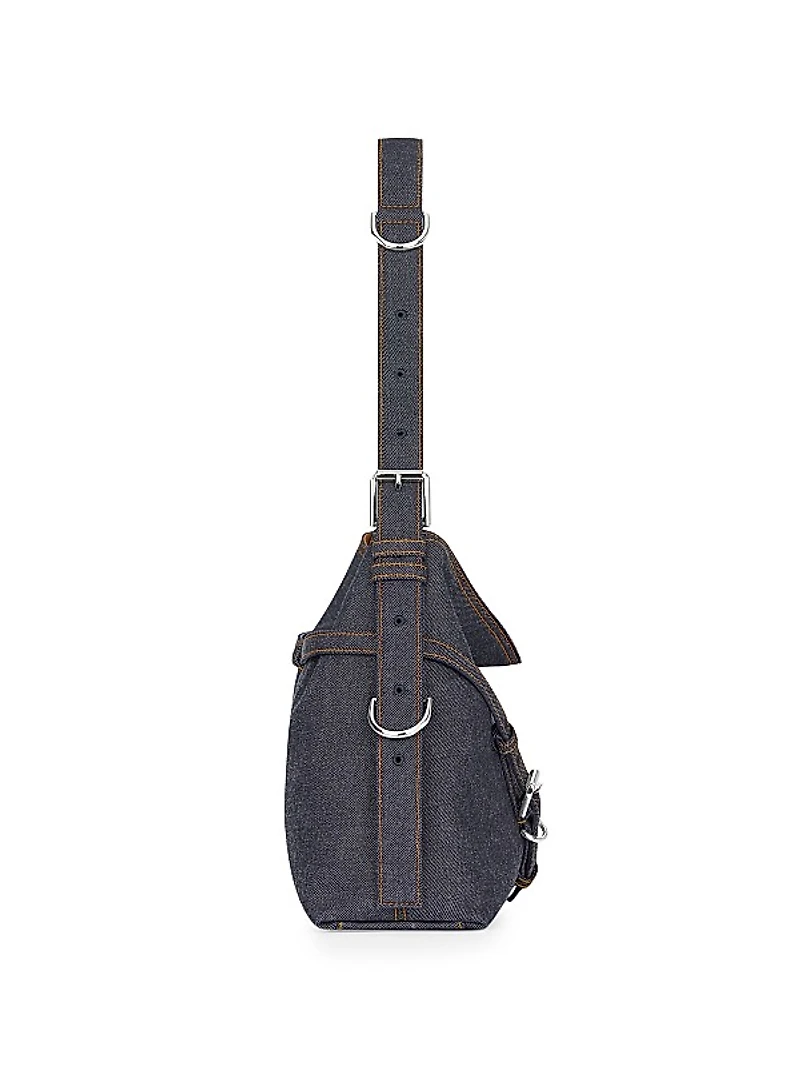 Medium Voyou Bag in Denim