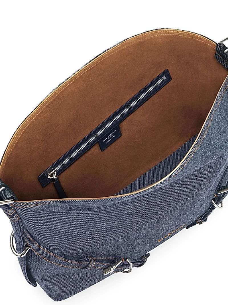 Medium Voyou Bag in Denim