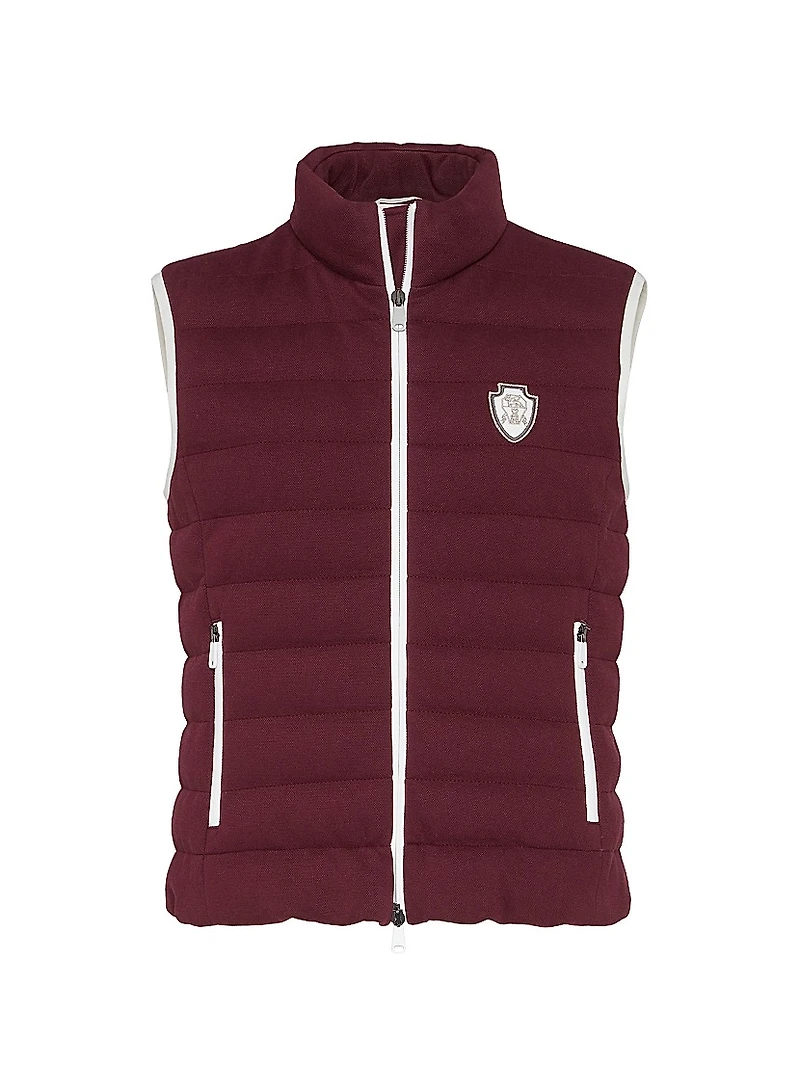 Techno Cotton Piqué Down Vest with Logo