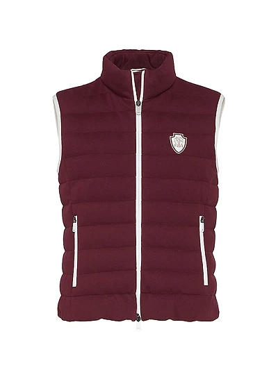 Techno Cotton Piqué Down Vest with Logo