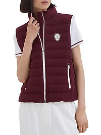 Techno Cotton Piqué Down Vest with Logo