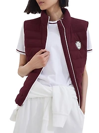 Techno Cotton Piqué Down Vest with Logo