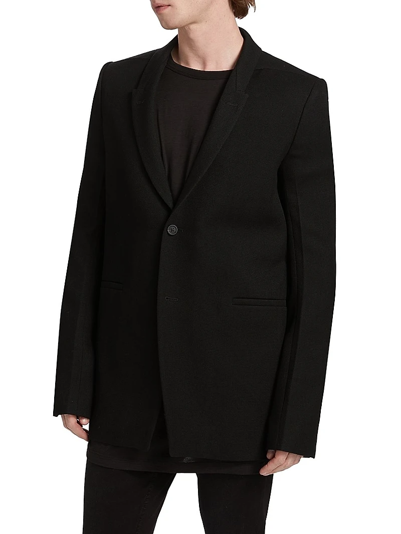 Giacca Wool Single-Breasted Blazer