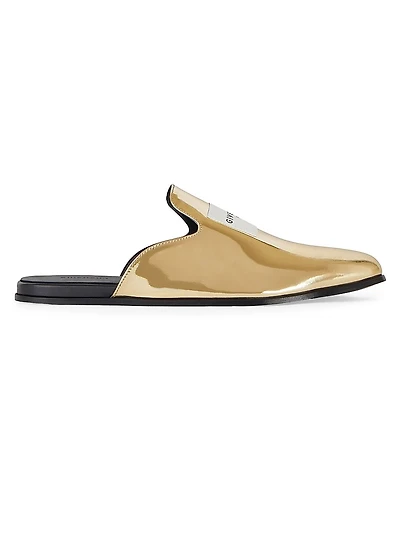 Label Flat Mules Mirror Effect Leather