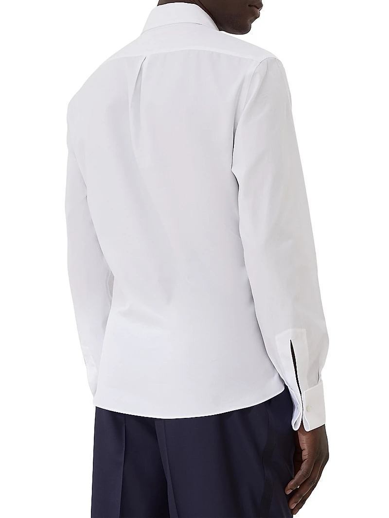 Cotton Twill Slim Fit Tuxedo Shirt with Pleated Bib