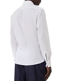 Cotton Twill Slim Fit Tuxedo Shirt with Pleated Bib