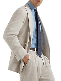 Denim Effect Chambray Basic Fit Shirt with Spread Collar