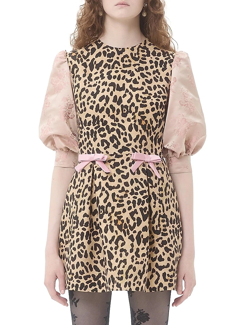 Crepe Couture Short Dress with Animalier Print