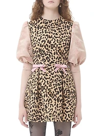 Crepe Couture Short Dress with Animalier Print