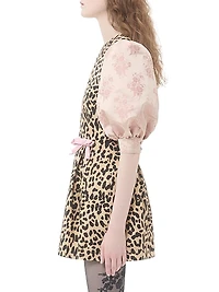 Crepe Couture Short Dress with Animalier Print