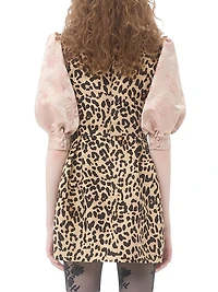 Crepe Couture Short Dress with Animalier Print