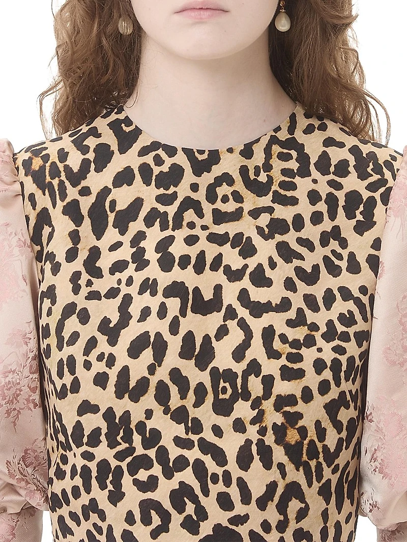 Crepe Couture Short Dress with Animalier Print