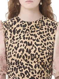 Crepe Couture Short Dress with Animalier Print