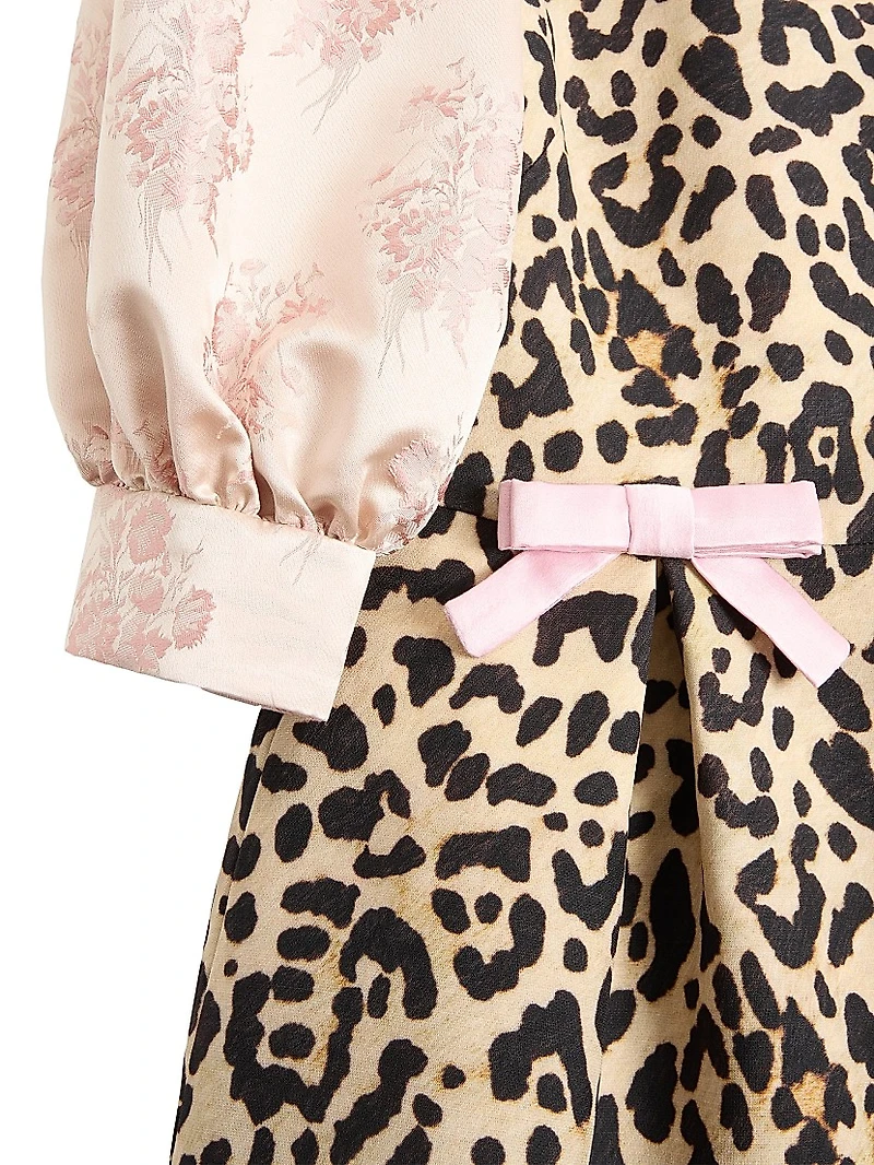 Crepe Couture Short Dress with Animalier Print