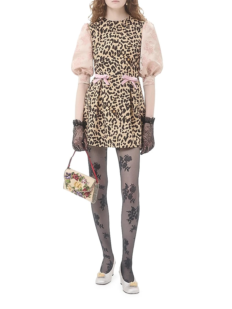 Crepe Couture Short Dress with Animalier Print