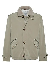 Bonded Nylon Outerwear Jacket with Detachable Shearling Insert
