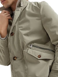 Bonded Nylon Outerwear Jacket with Detachable Shearling Insert