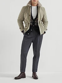 Bonded Nylon Outerwear Jacket with Detachable Shearling Insert