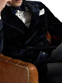 Double-Breasted Velvet Plaid Polo Jacket