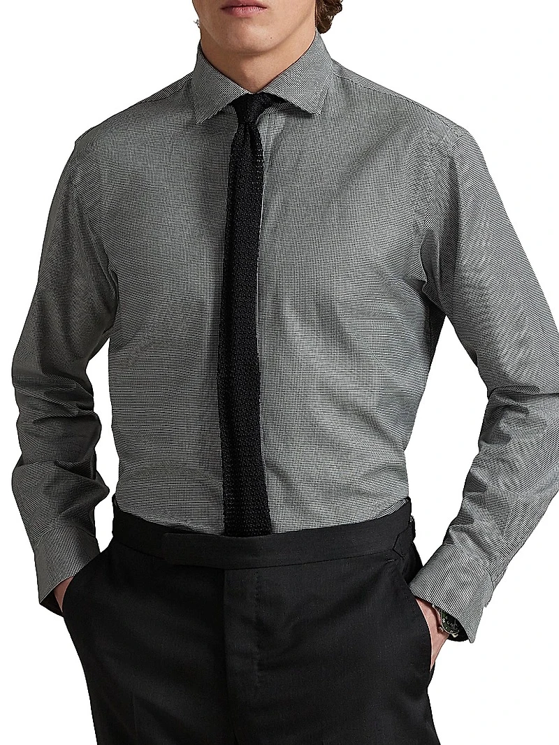 Classic Fit Houndstooth Twill Shirt