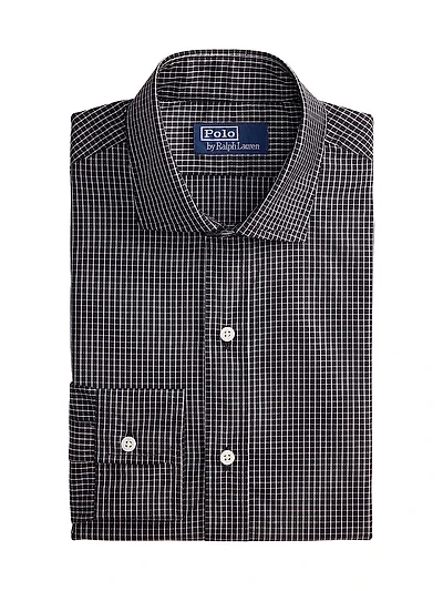 Custom-Fit Plaid Poplin Shirt